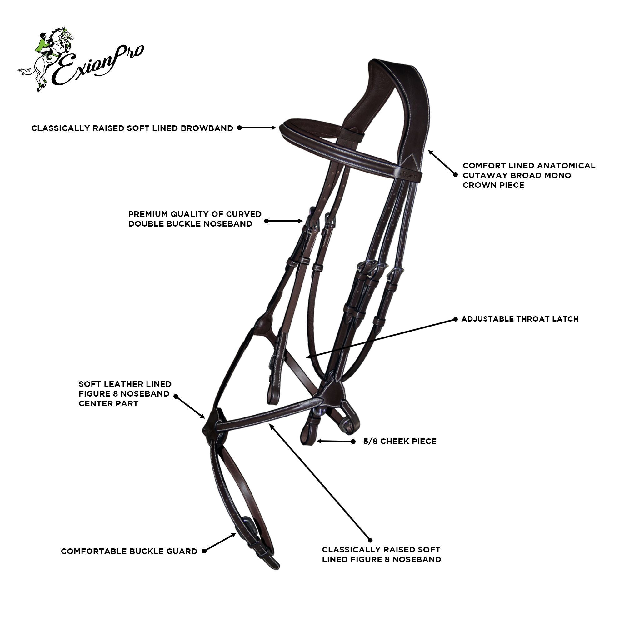 ExionPro Padded Joint Figure 8 Bridle & Reins | Equine English 